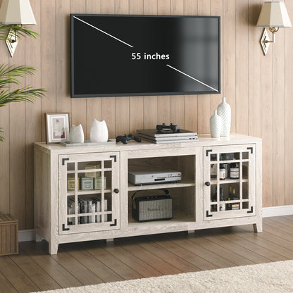 56 Inches TV Stand With Open Central Shelve