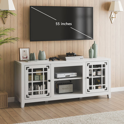 56 Inches TV Stand With Open Central Shelve