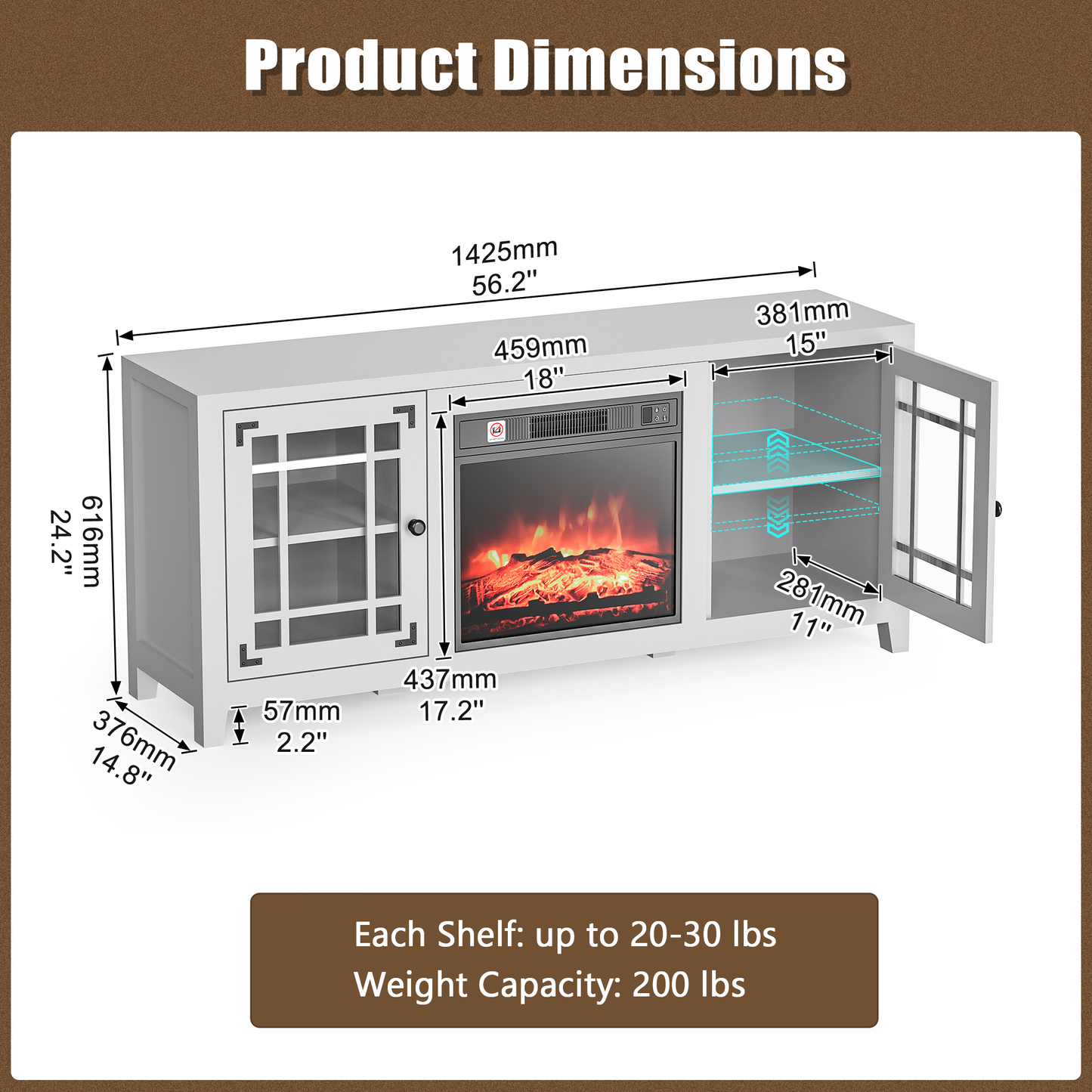 Fireplace TV Stands 58 inches