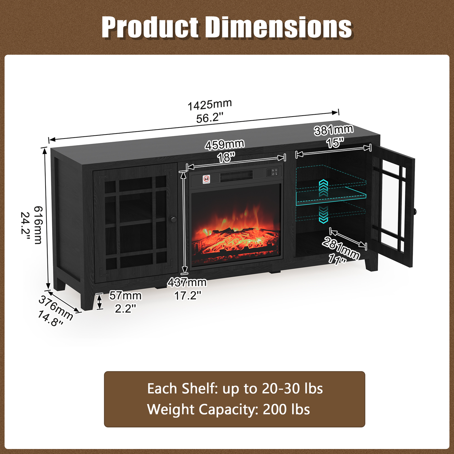 Fireplace TV Stands 58 inches