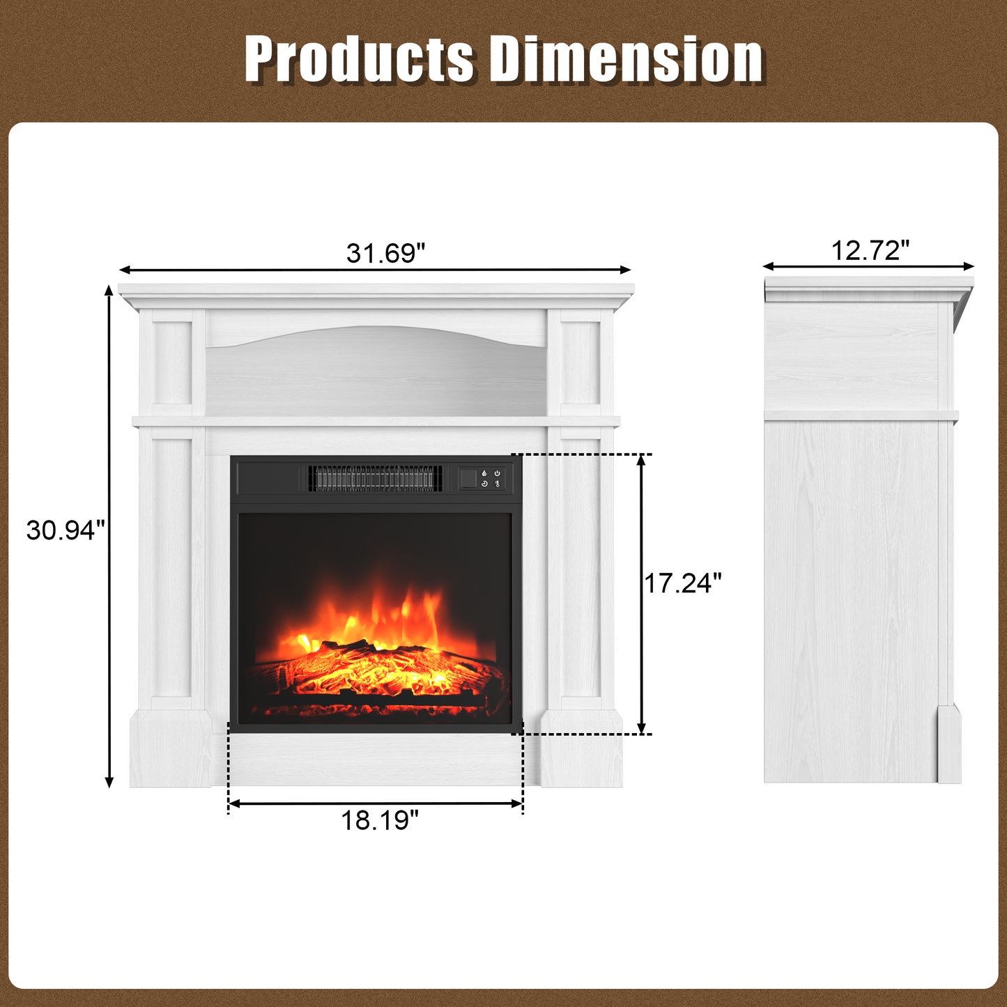 32" Fireplace Mantel with Carved Accents