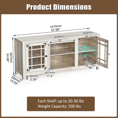 58" TV Stand Media Console Table with Open Shelf Cabinet