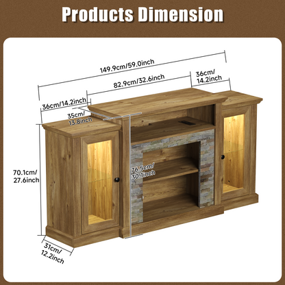 59" Fireplace TV Stand with 18" Electric Fireplace