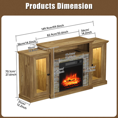 59" Fireplace TV Stand with 18" Electric Fireplace