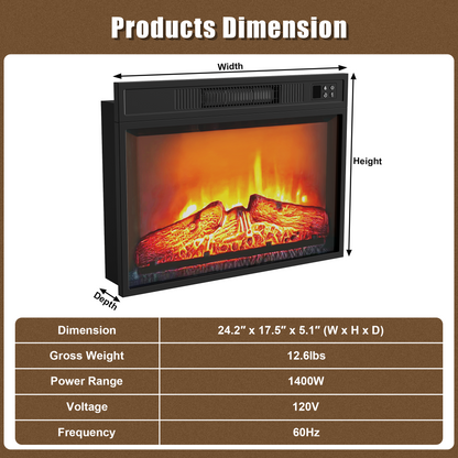 23 Inches Freestanding Electric Fireplace Insert