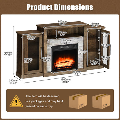 59" Fireplace TV Stand with 18" Electric Fireplace