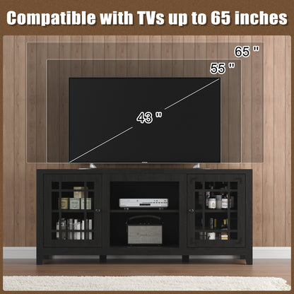 58" TV Stand Media Console Table with Open Shelf Cabinet