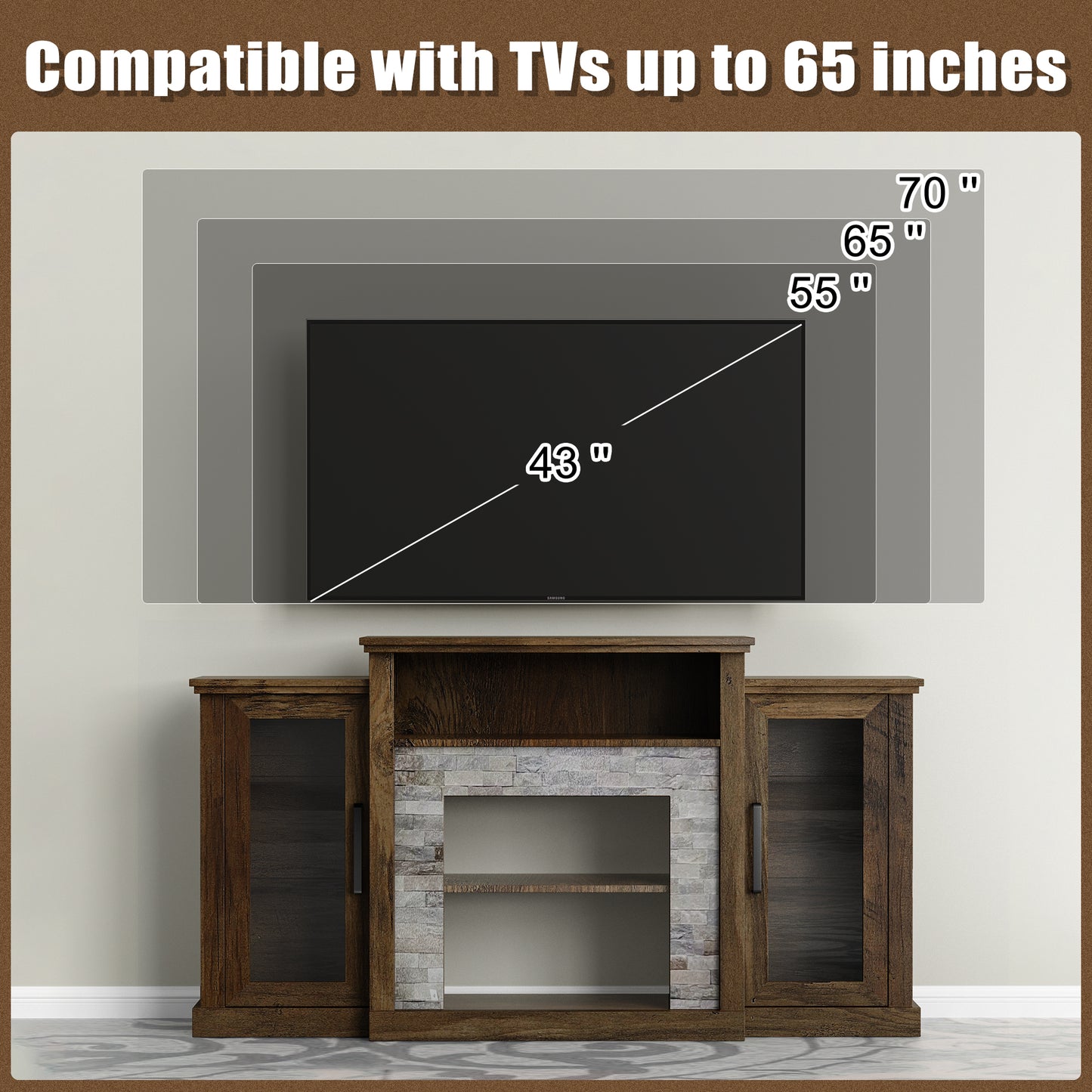 59" Fireplace TV Stand with 18" Electric Fireplace