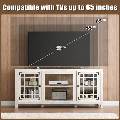 58" TV Stand Media Console Table with Open Shelf Cabinet