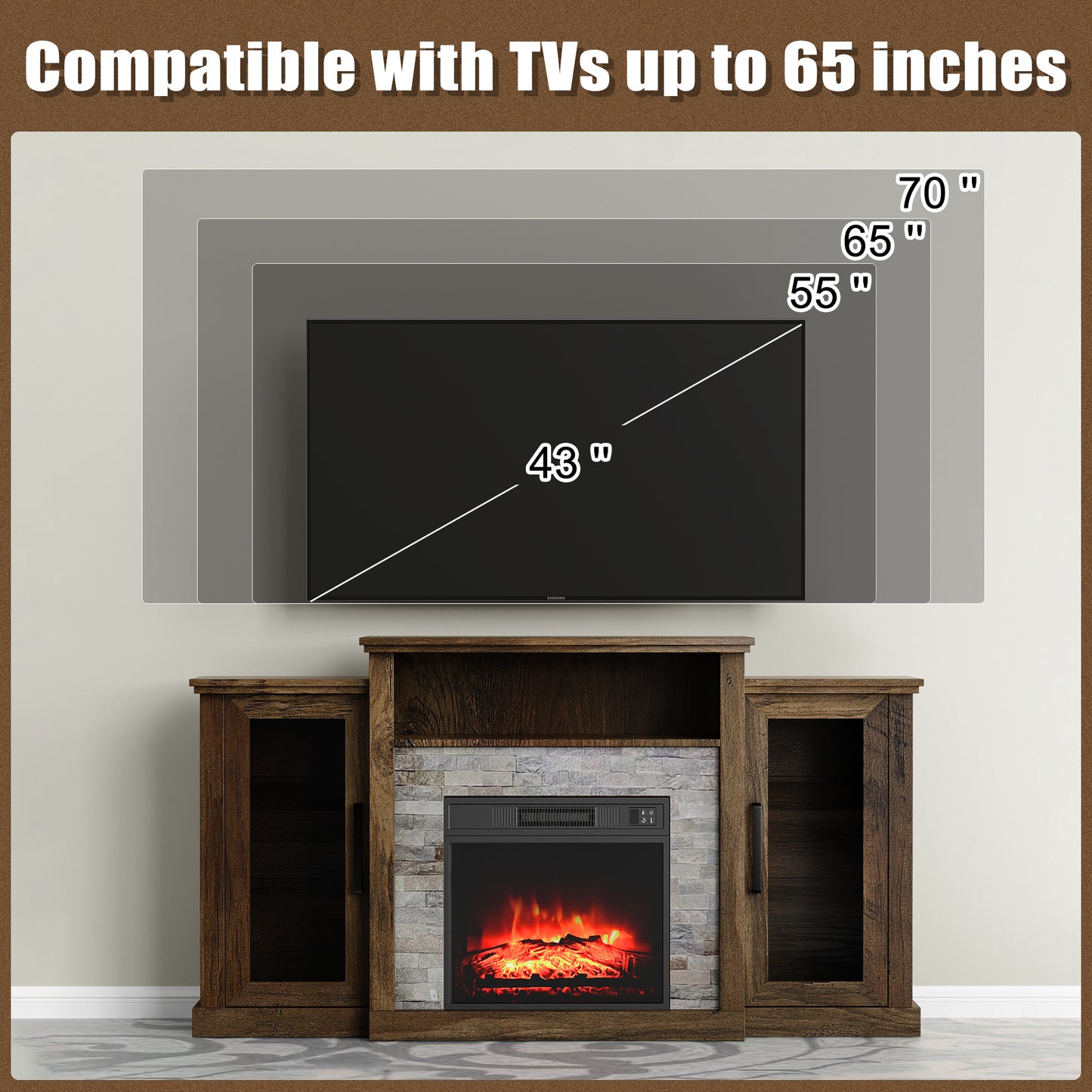 59" Fireplace TV Stand with 18" Electric Fireplace