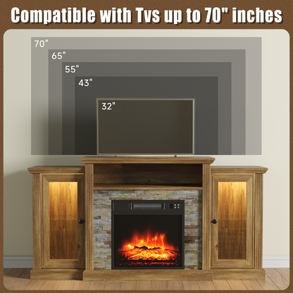 59" Fireplace TV Stand with 18" Electric Fireplace