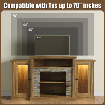 59" Fireplace TV Stand with 18" Electric Fireplace