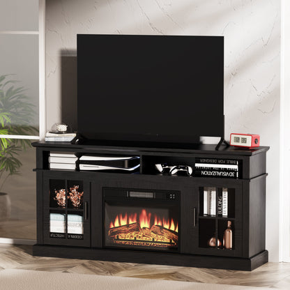 65 Inches TV Stand with 23in Fireplace