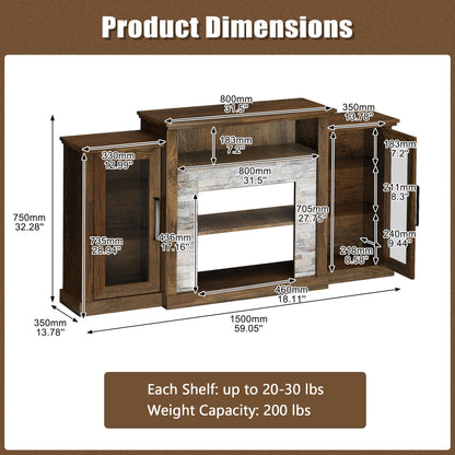 59" Fireplace TV Stand with 18" Electric Fireplace